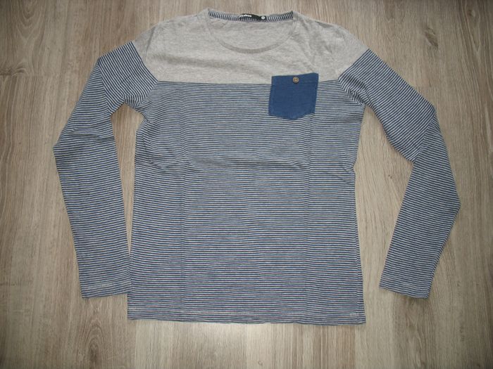 TEE SHIRT ML RAYÉ BLEU ET GRIS "BIZZBEE" - TAILLE XS - n°03