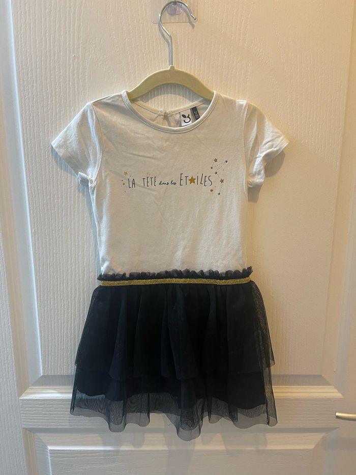 Robe manches courtes 3 Pommes T. 3/4 ans bi matière