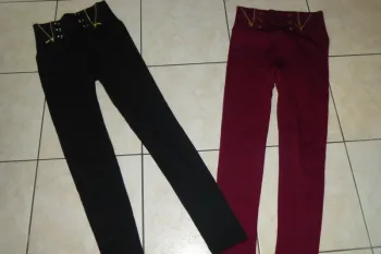lot de 2 leggins coton côtelé bordeau et noir taille 38/40