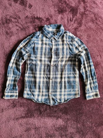 Chemise carreaux blanc et bleu marine Kiabi 8 ans