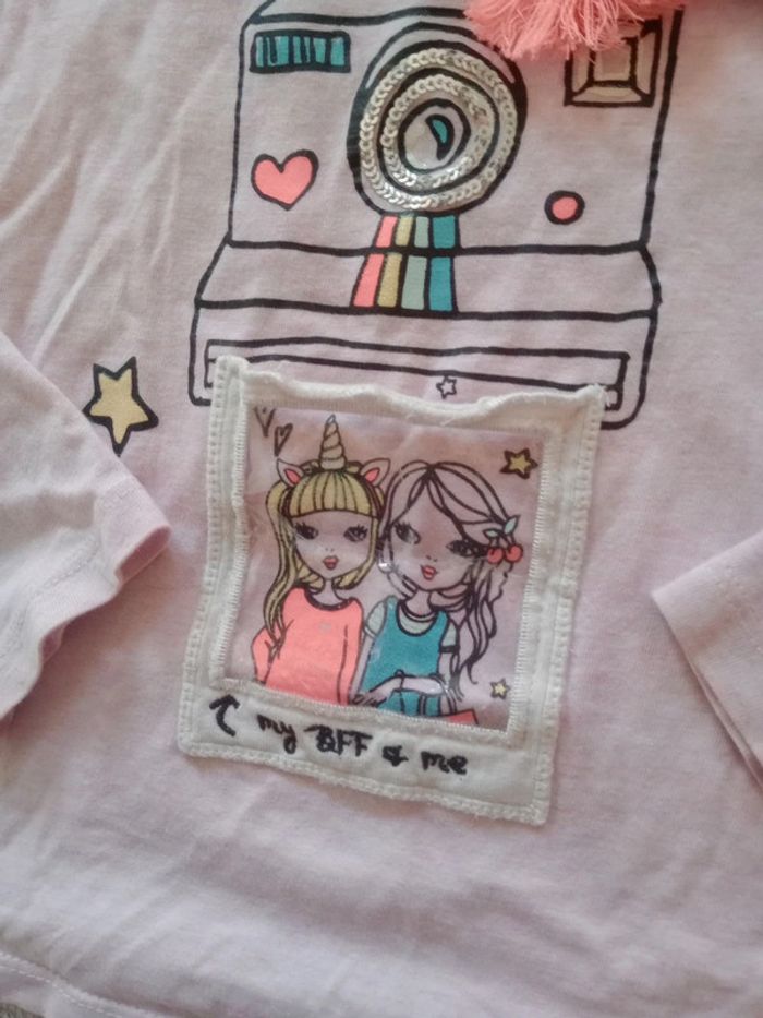 T-shirt manches longues 8 ans rose fantaisie c68 - photo numéro 3