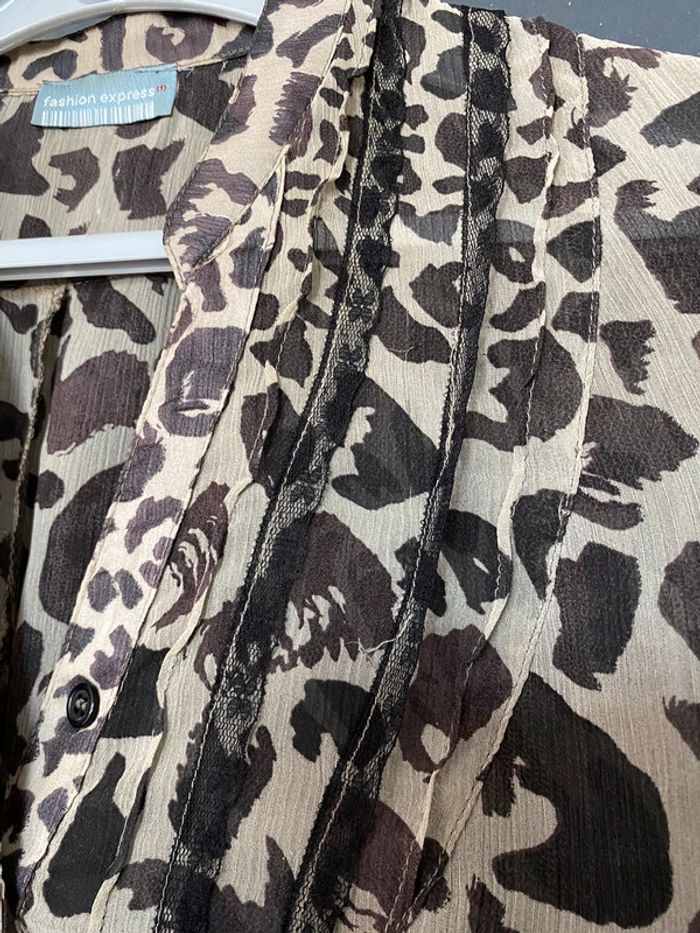 Tunique blouse voile à motif et petite dentelle noire - photo numéro 6