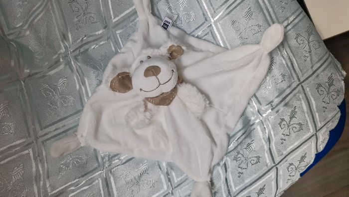 Doudou plat chien blanc baby  tex - photo numéro 2