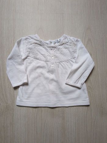 T-shirt manches longues Kitchoun 6 mois blanc