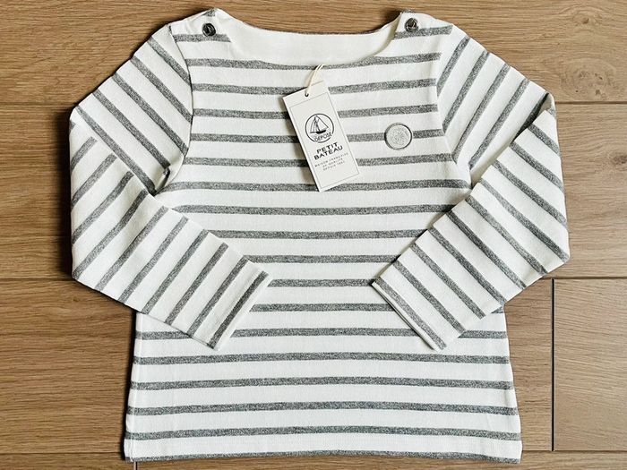 Marinière en jersey gris argent collection Noël Petit bateau T-5 ans - photo numéro 3