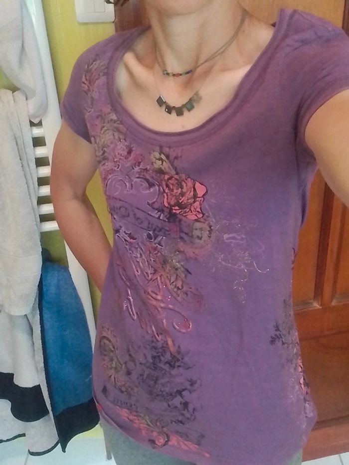 T-shirt femme violet EDC by Esprit - photo numéro 2