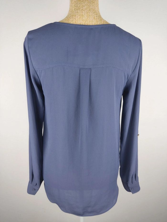 Blouse manches longues col à lacets bleu violet taille 36 C&A neuve - photo numéro 2