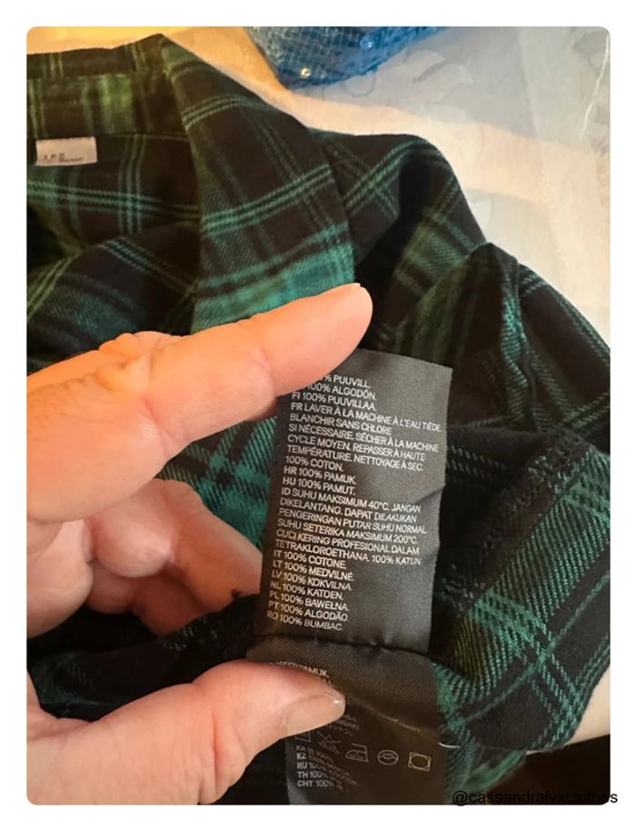 Chemise longue carreaux verte et noire - H&M - photo numéro 5