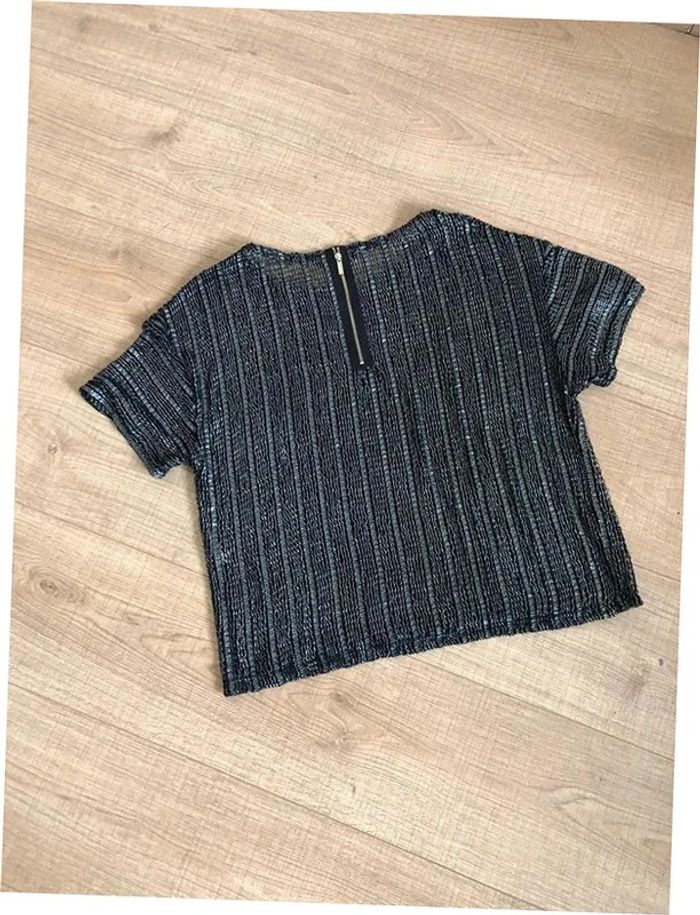 Top noir et argenté à manches courtes Morgan taille S TBE - photo numéro 12