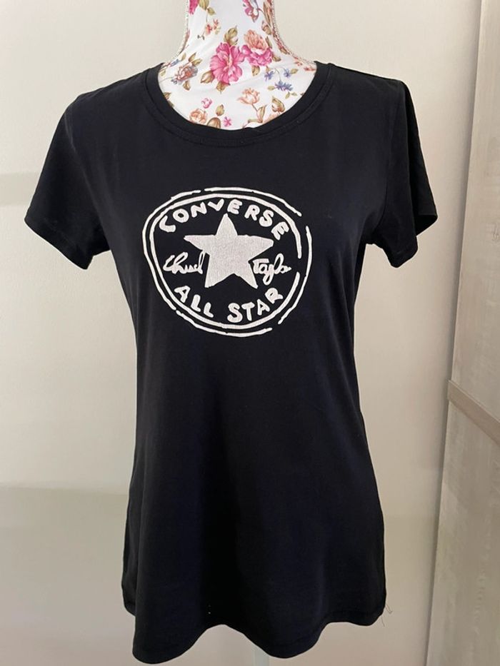 T-shirt converse femme noir logo blanc