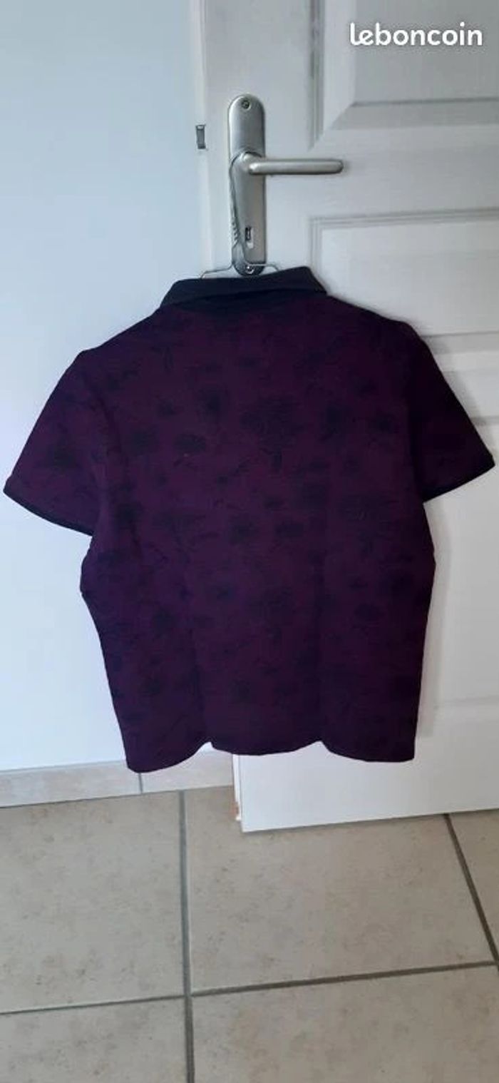 Polo violine motifs fleurs noires / Brice / Taille L - photo numéro 3