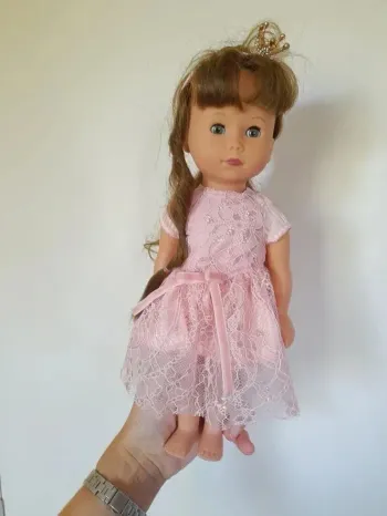 Poupée gotz 30cm neuve avec couronne sur serre tête robe rose