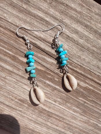 Boucles d'oreilles coquillages et turquoise