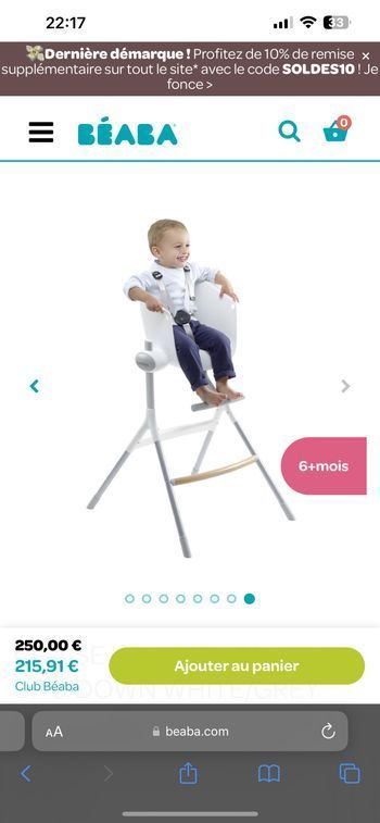 Chaise haute beaba up and down