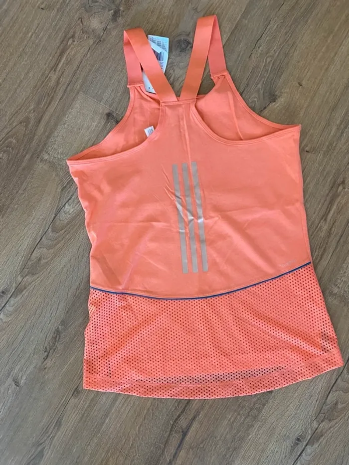 Débardeur sport Adidas femme neuf avec étiquette Taille S - Corail & doré - photo numéro 3