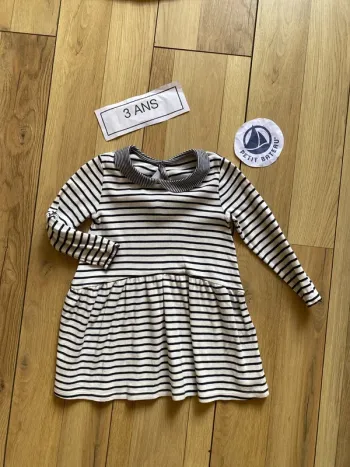 Robe marinière, col Claudie, rayures 36 mois