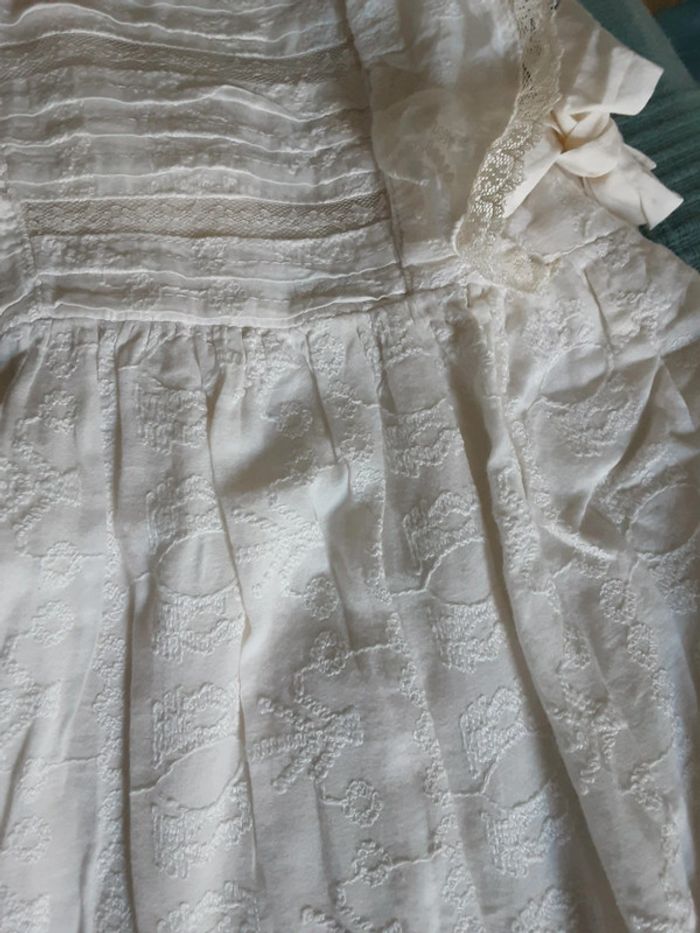 Robe été élégante ceremonie brodé nœuds dentelle crème T. 92cm (18-24 mois) neuf - photo numéro 5