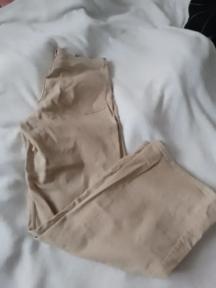 Pantalon jean Large beige taille 44 - photo numéro 2