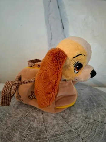 Peluche Lady dans son sac - La Belle et le Clochard