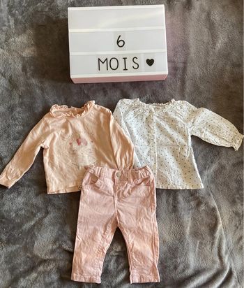 Ensemble / Lot, jeans, chemise, t-shirt, 6mois