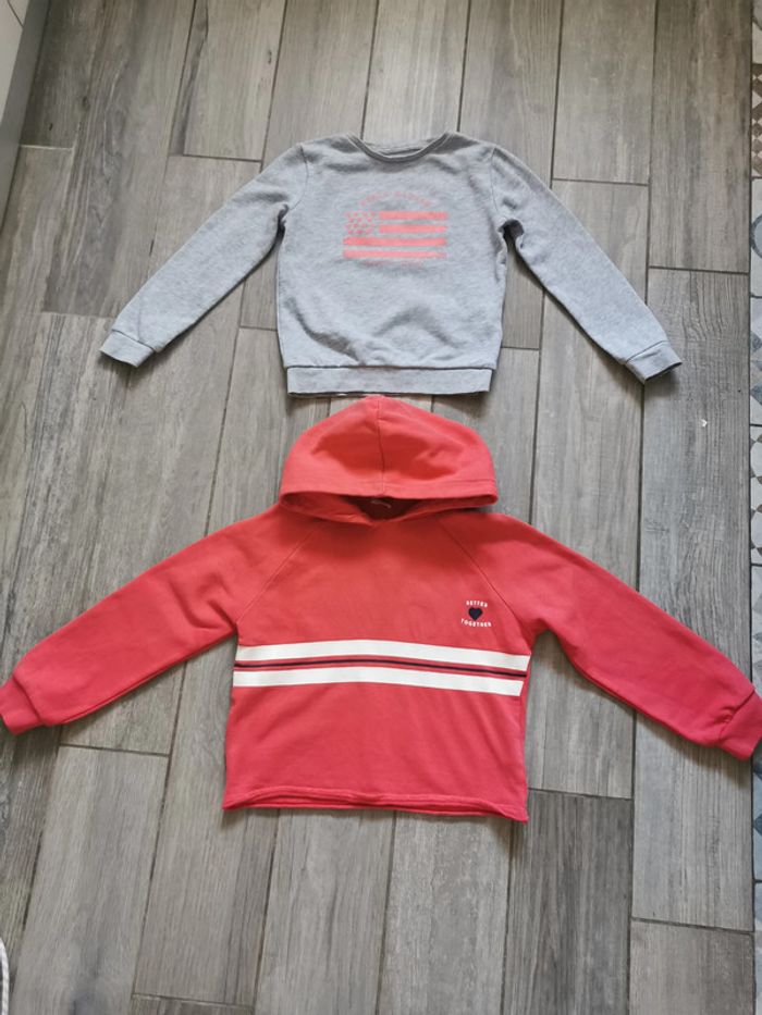 Lot de 2 sweats rose et gris pour 8 ans