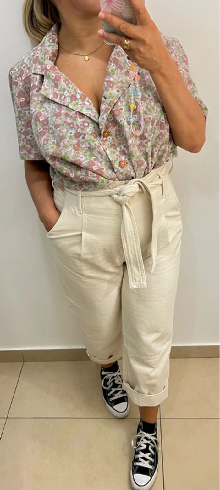 Chemise Vintage À Manches Courtes Imprimée Taille 44 - photo numéro 4