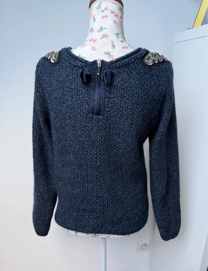 Gros pull bleu avec perles Naf Naf M ou 38 - photo numéro 8