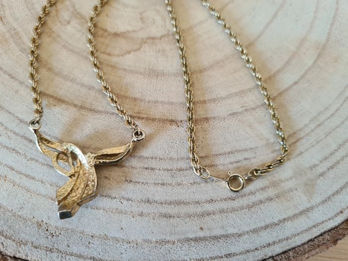 Collier chaîne tressé pendentif intégré doré vintage - photo numéro 5