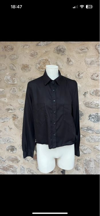 H&M - Chemise semi courte noire à boutons simple casual classique