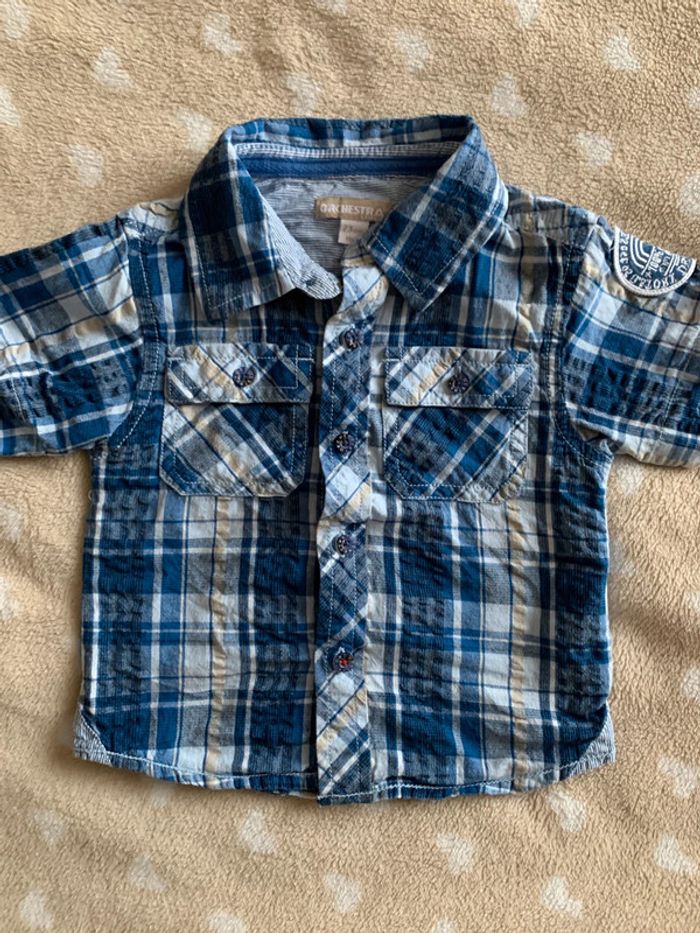 Chemise manches courtes orchestra bleu à carreaux 23 mois😺 - photo numéro 2