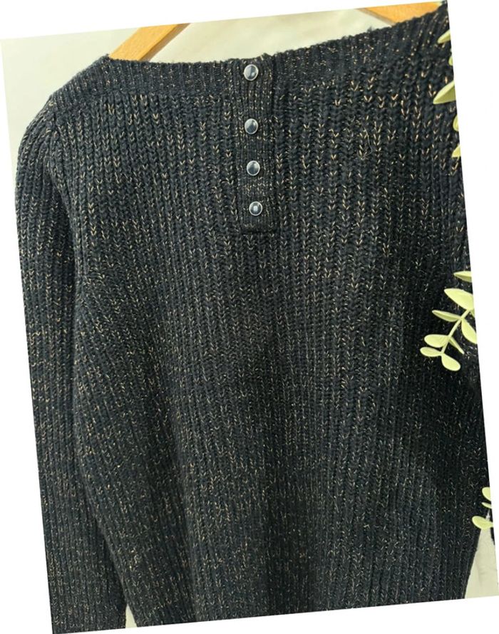 Pull en maille marine brillant pailleté Cache Cache - photo numéro 5