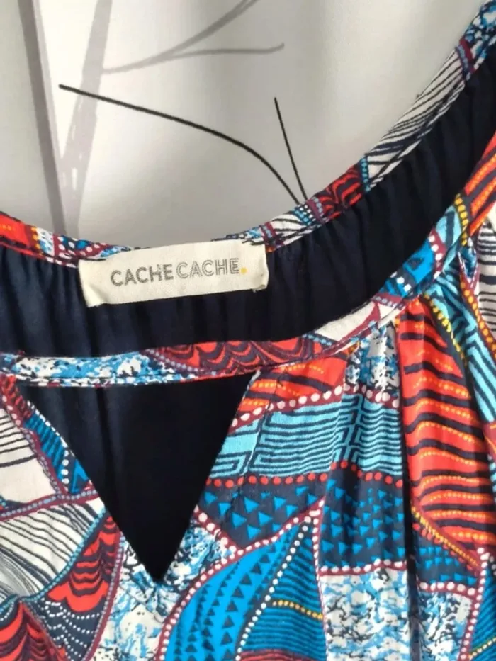 Top femme épaules dénudées imprimé ethnique Cache Cache taille 38 - photo numéro 2
