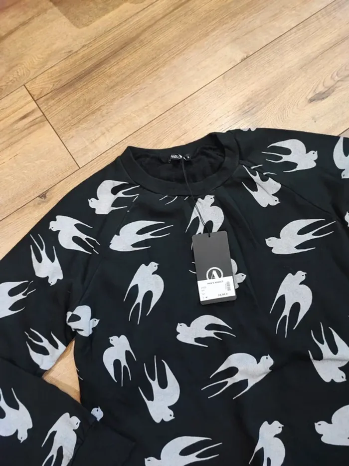 Pull noir et blanc homme manches longues L - photo numéro 2