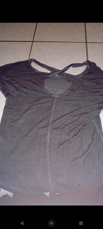 Tee-shirt gris délavé couture avec dos croisé DDP