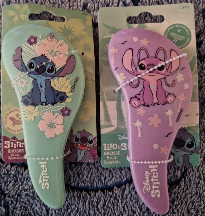 Lot de 2 mini brosses Stitch et Angel