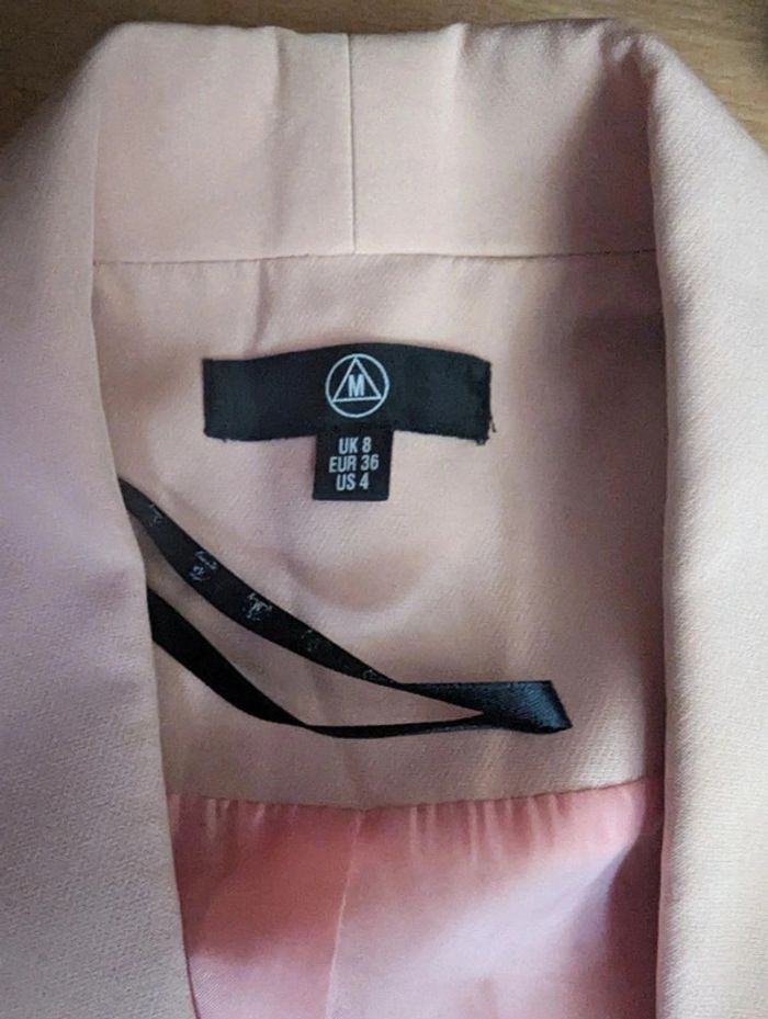 Blazer rose poudré manches retroussées - photo numéro 2