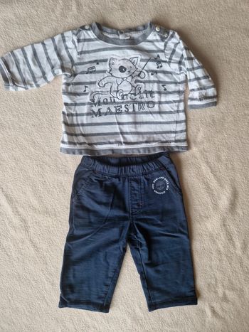 Ensemble t-shirt manches longues sergent major et pantalon Timberland 6-9mois