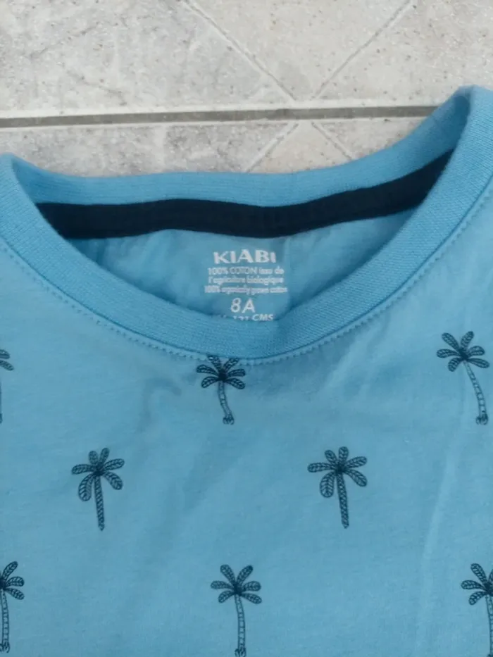 T shirt motif palmiers bleu - photo numéro 2