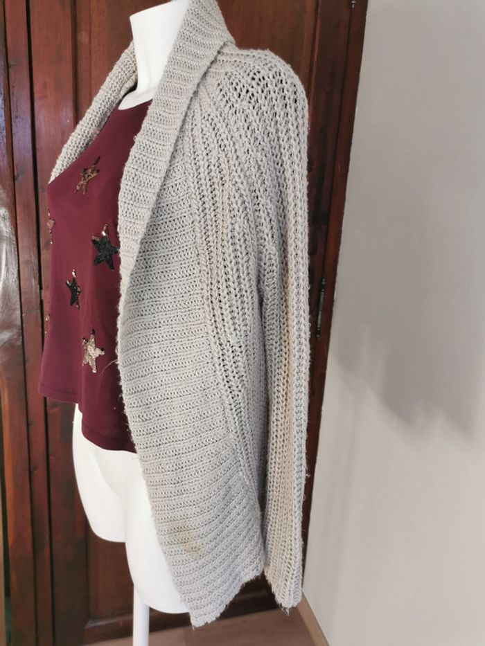 Gilet gris clair en maille - photo numéro 2