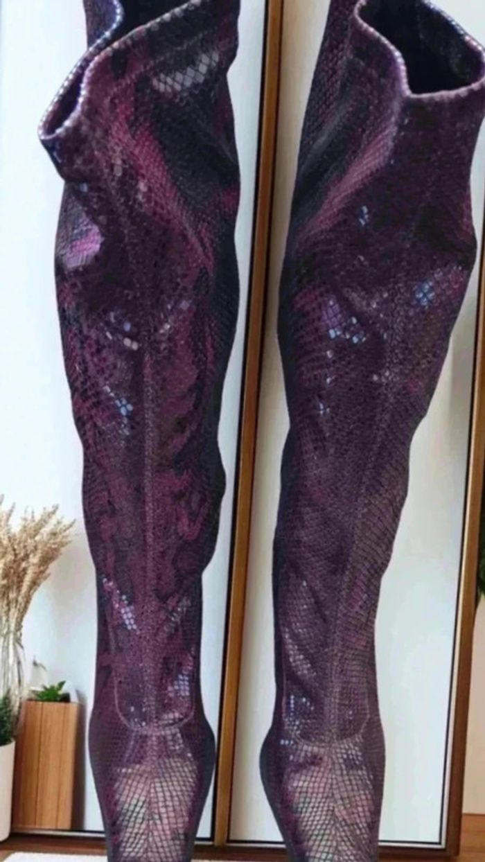 Bottes rouge et noir effet python 🌹38🌹 - photo numéro 3
