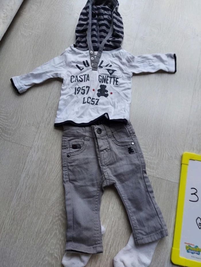 Ensemble lulu castagnette et chemise à carreaux 3 mois - photo numéro 2