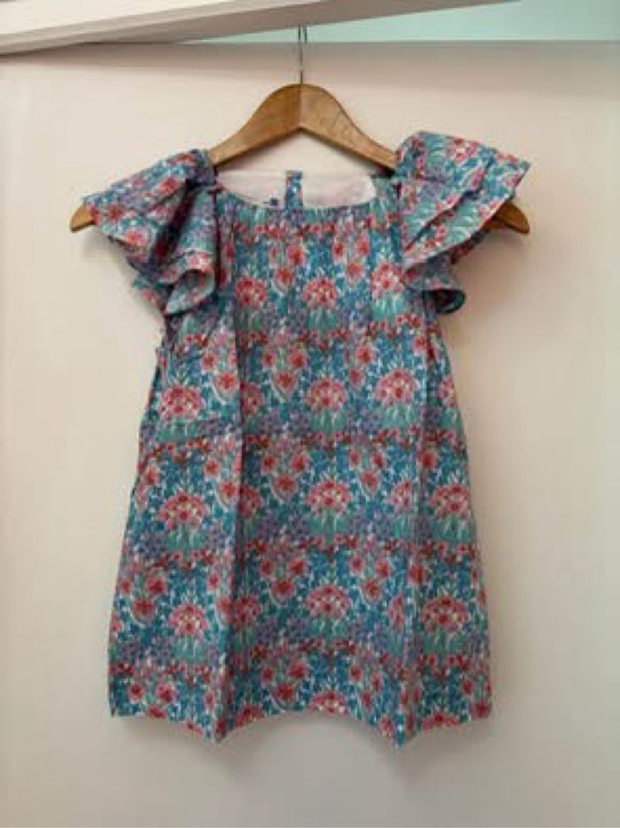 Blouse en Liberty Mountain Primrose rose et bleu clair Jacadi 12 ans