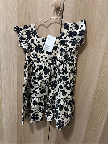 Robe beige et noire fleurie neuve H&M 92cm