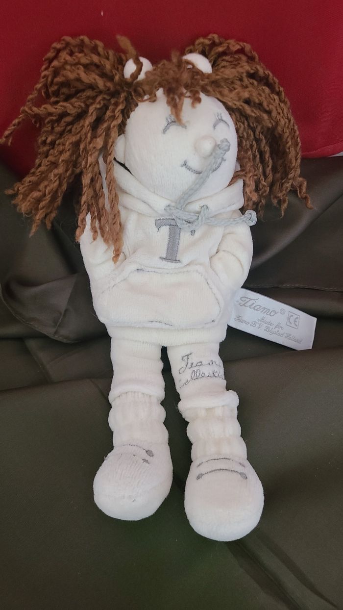 Doudou poupée blanc gris nattes TIAMO COLLECTION - photo numéro 6