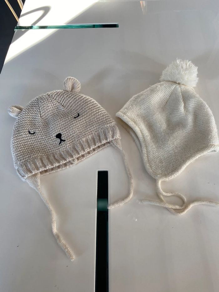 Lot de 2 bonnets en laine doublés polaire - photo numéro 3