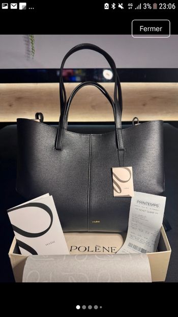 Véritable Sac Polène Cyme Noir en cuir 