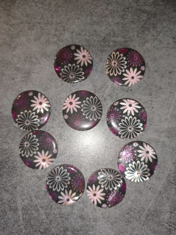 Lot de grandes perles en céramique motif fleurs