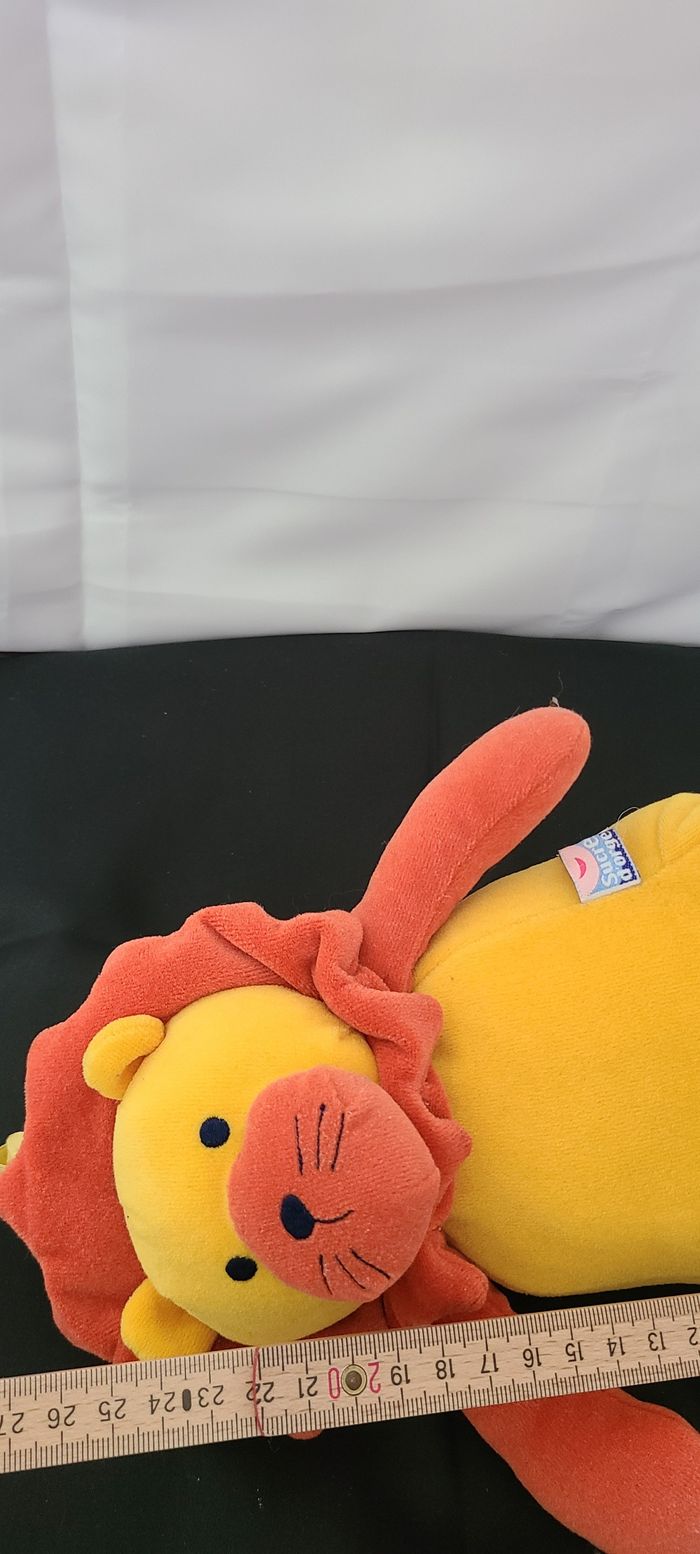 Doudou Peluche Lion Orange Jaune Sucre d'Orge musical - photo numéro 2