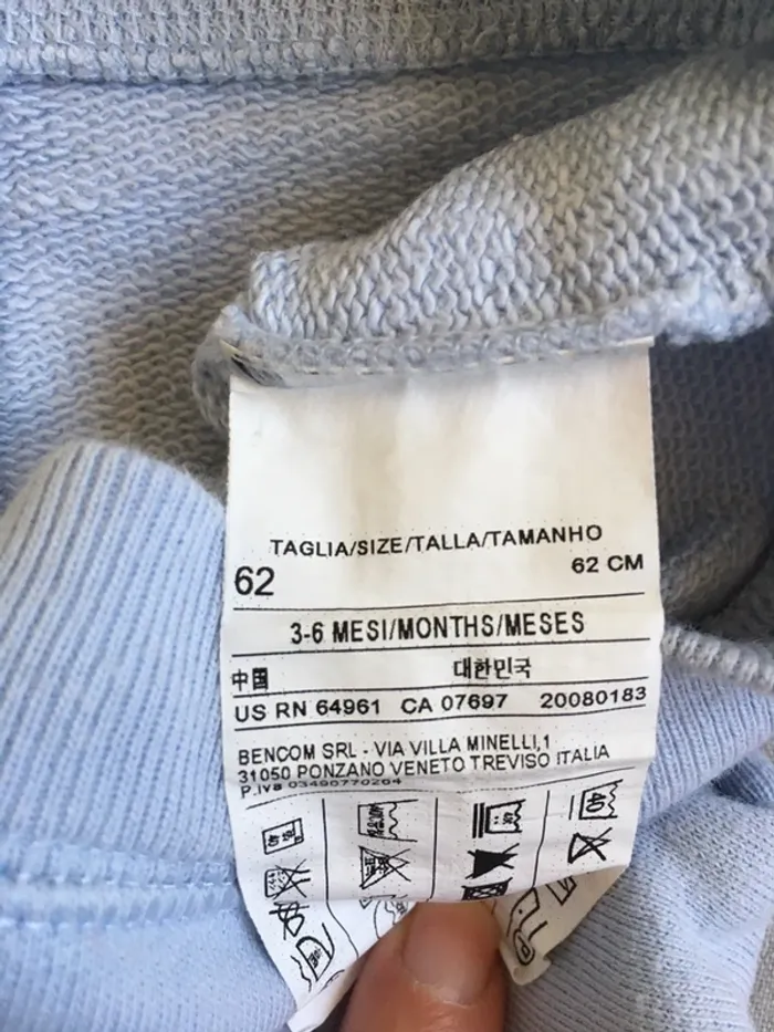 Sweat-shirt bleu benetton 62cm - photo numéro 5