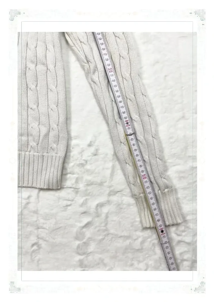 Ralph Lauren pull torsadé blanc femme taille M coton col V - photo numéro 15